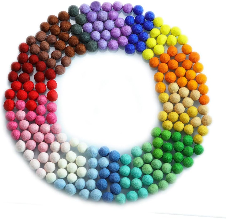 TANJUN Felt Pom Poms 2cm Bulk Handmade Colors