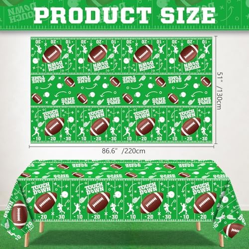 4 Pack Football Themed Tablecloths 51x86 Inch