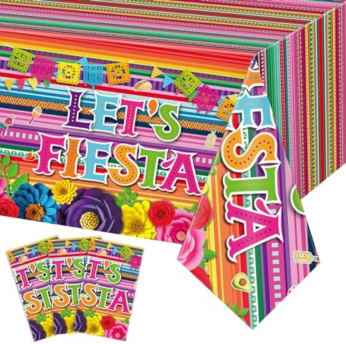 Mexican Fiesta 3 Piece Tablecloth Set 54x108 Inch