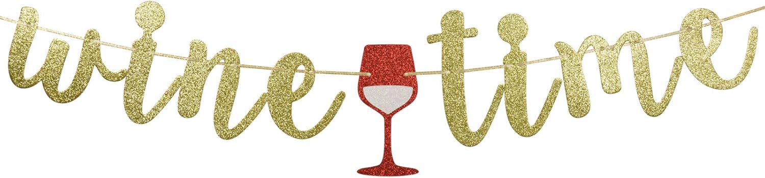 Glitter Wine Time Banner for Wine Whisky Parties