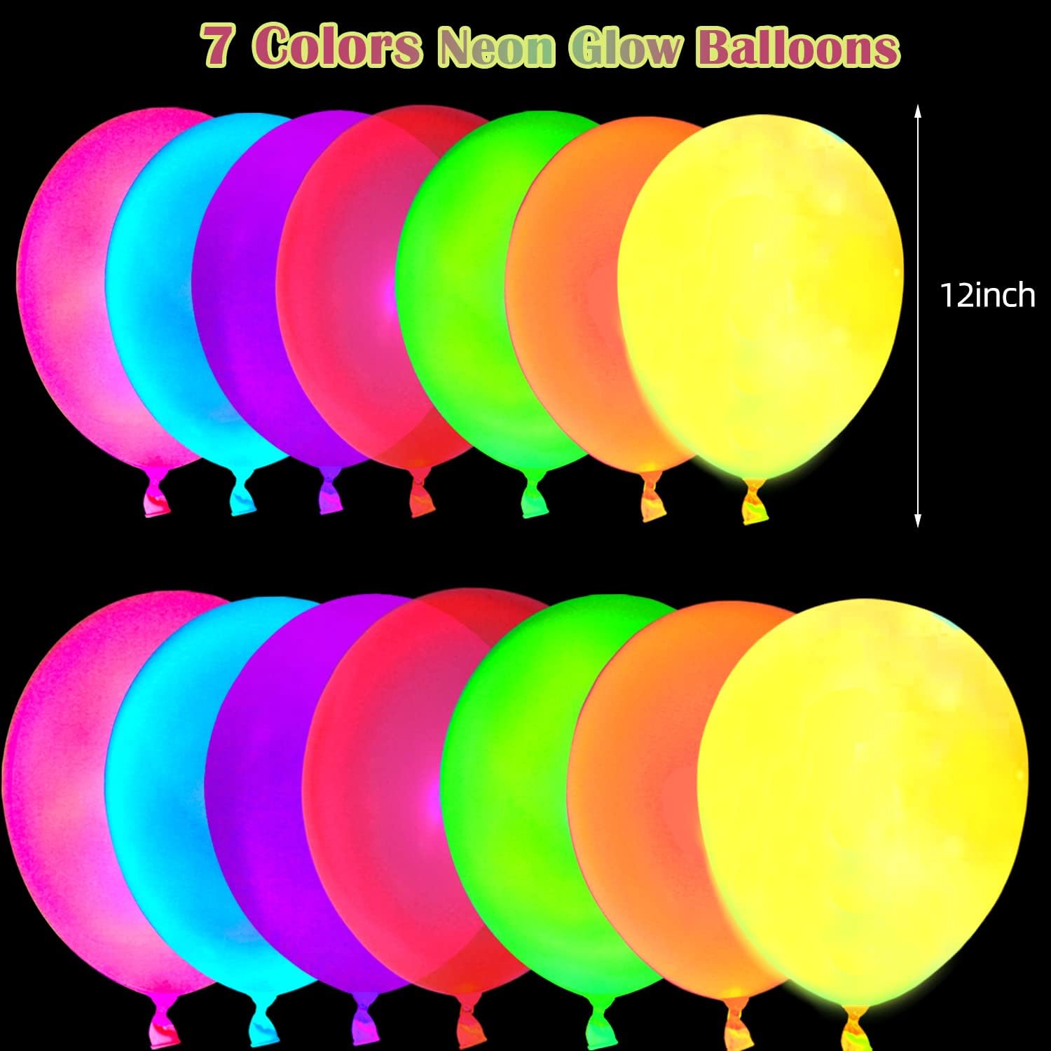 110 Pack Neon Glow Balloons for Black Light Parties