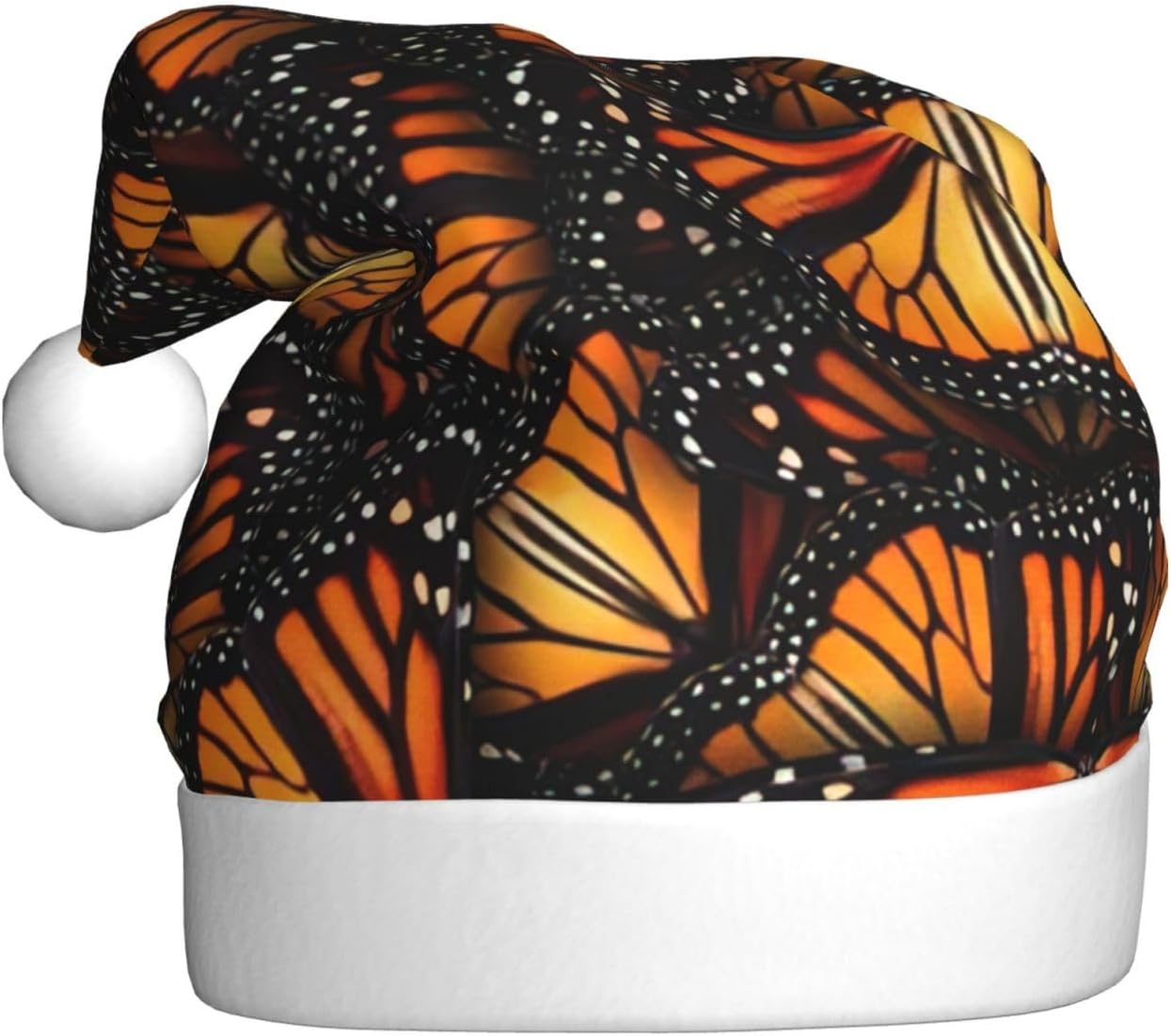 QINZHENG Orange Monarch Butterflies Santa Hat
