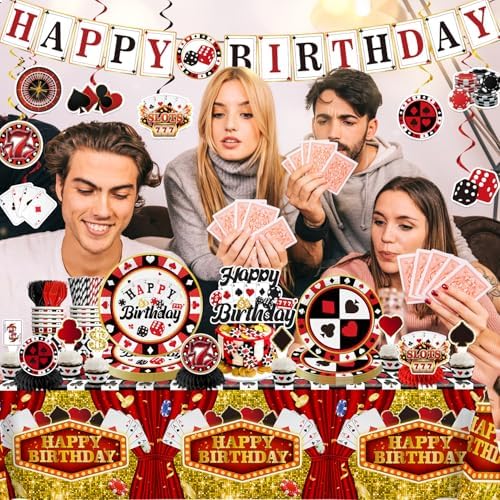 176pcs Casino Party Decorations Set for Birthday Poker Night