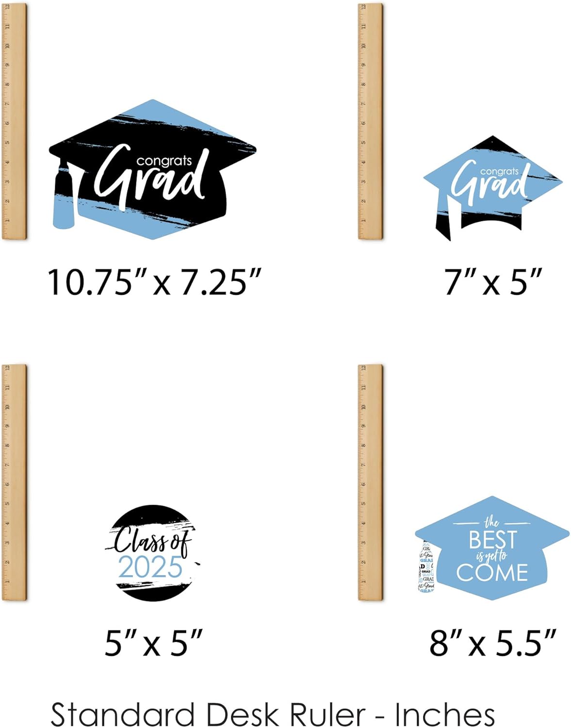 Big Dot of Happiness 2025 Light Blue Graduation Party Centerpiece Sticks - 35 Pieces