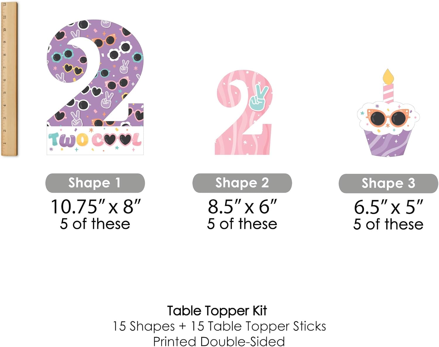 Big Dot of Happiness Two Cool Girl Birthday Centerpiece Sticks