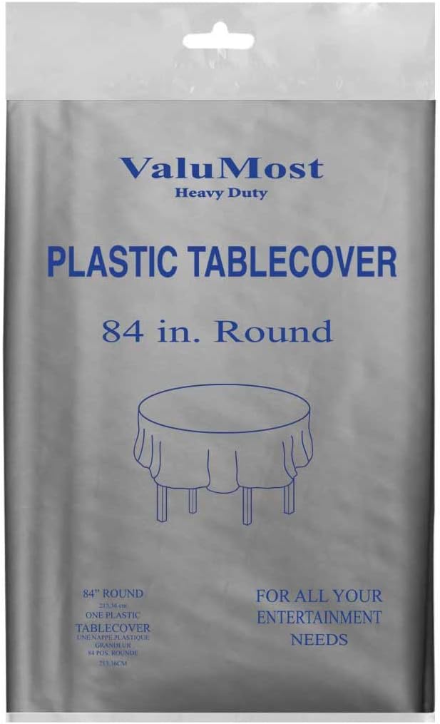 Party Essentials ValuMost 84 Inch Round Plastic Table Cover Silver