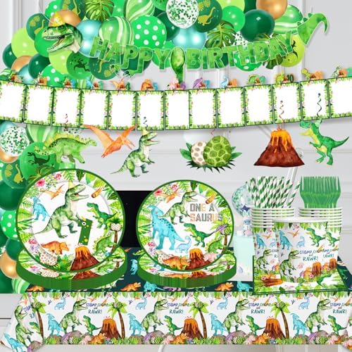 Watercolor Dinosaur Party Tablecloth Set 3pcs