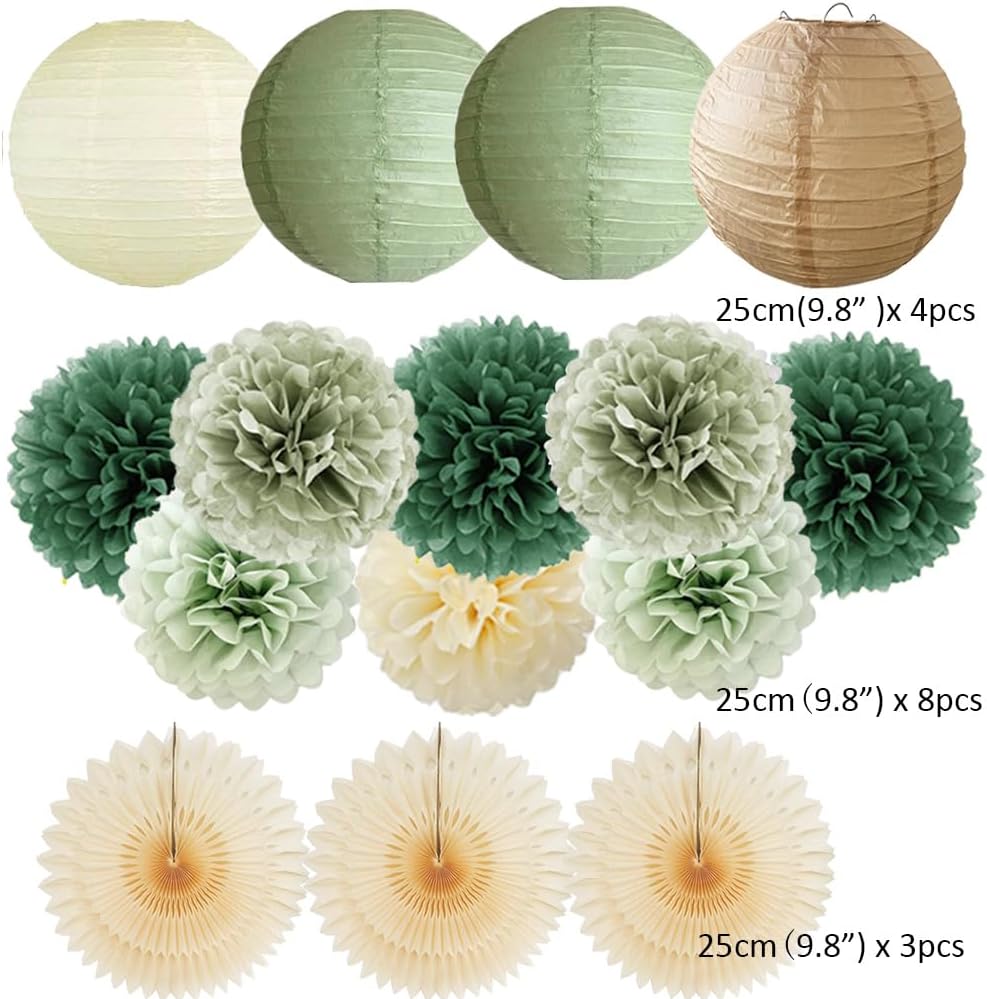 Sage Olive Green Party Decorations Kit