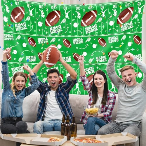 4 Pack Football Themed Tablecloths 51x86 Inch