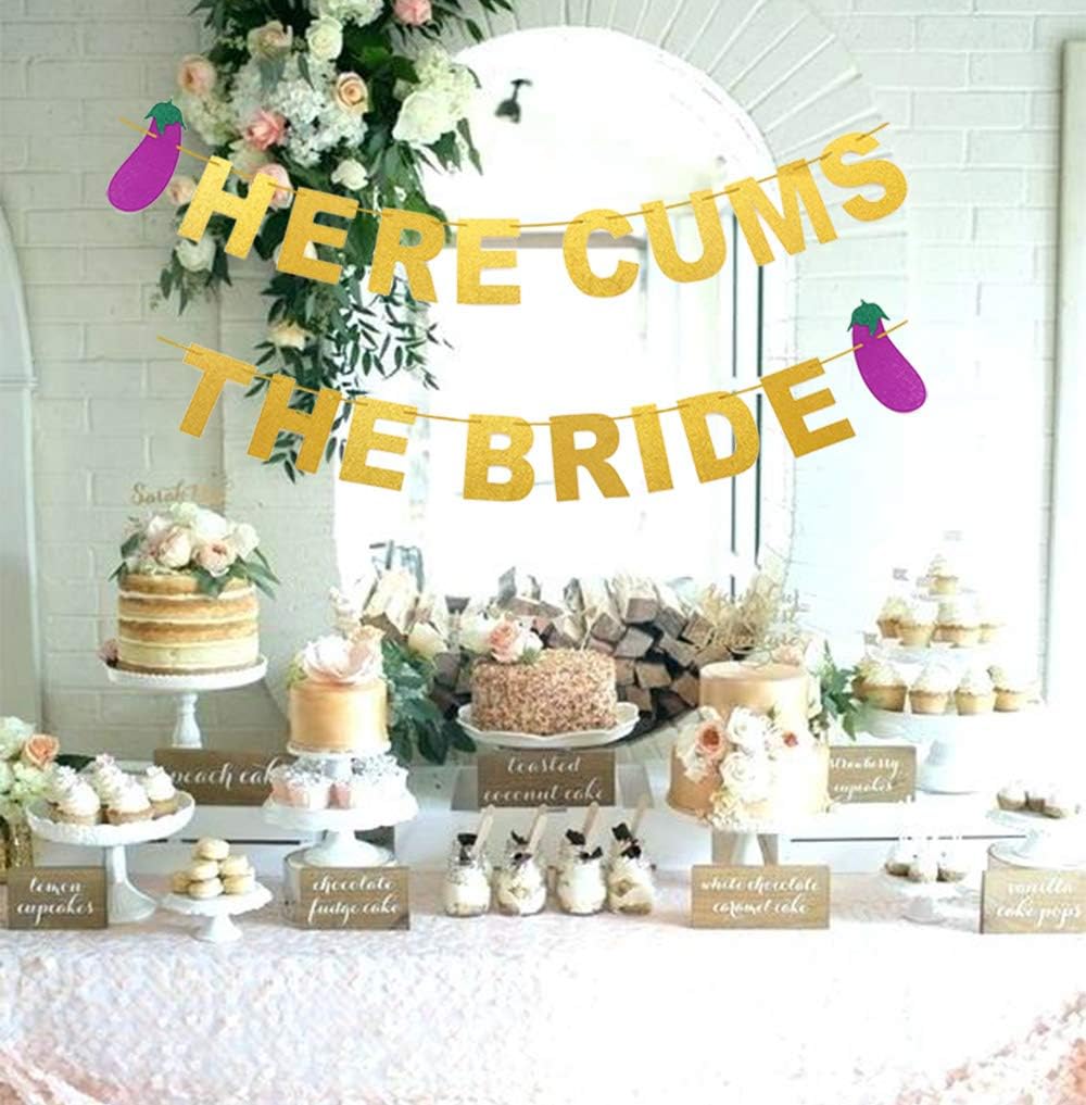 Ucity Here Comes The Bride Gold Glitter Banner