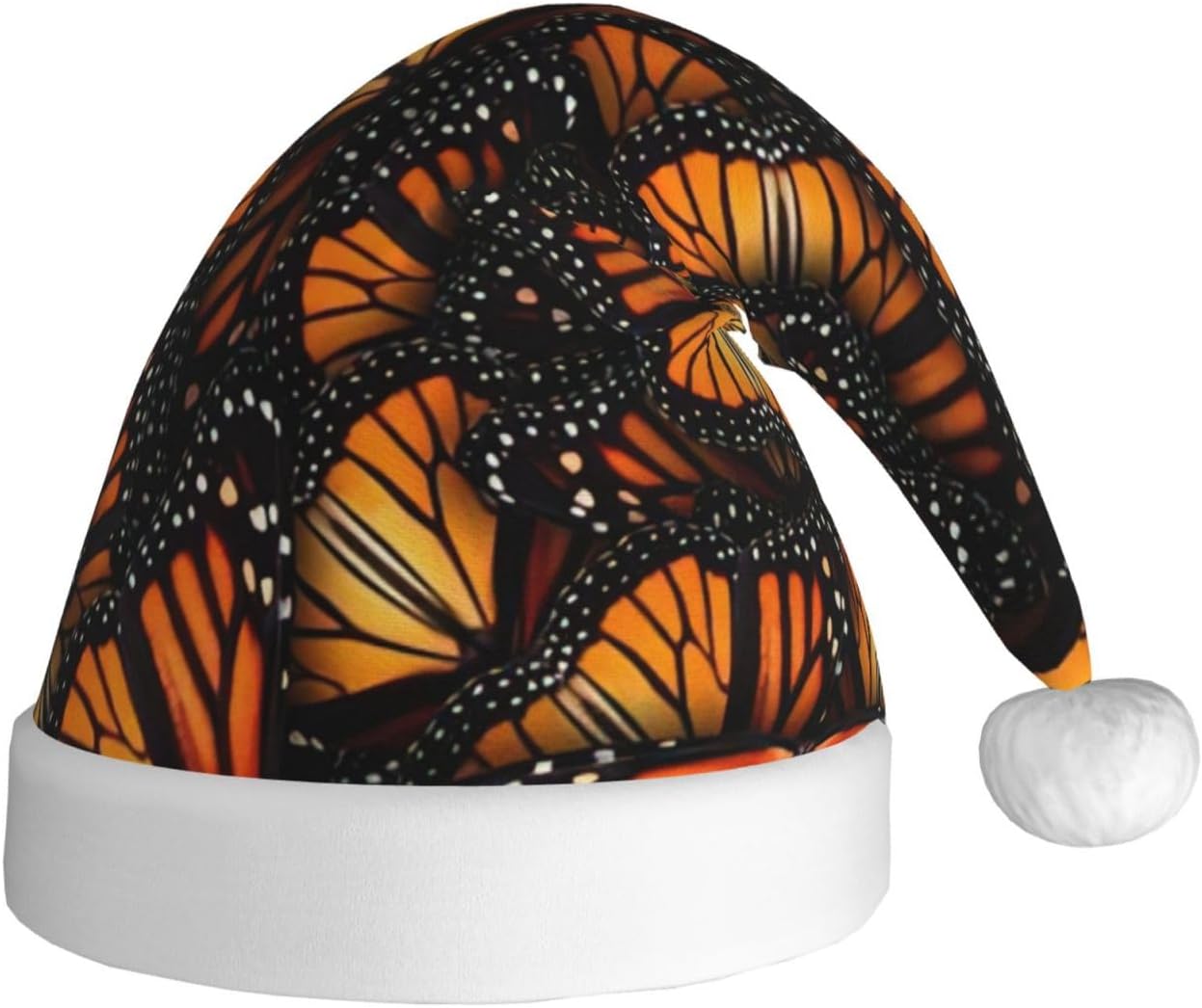 QINZHENG Orange Monarch Butterflies Santa Hat