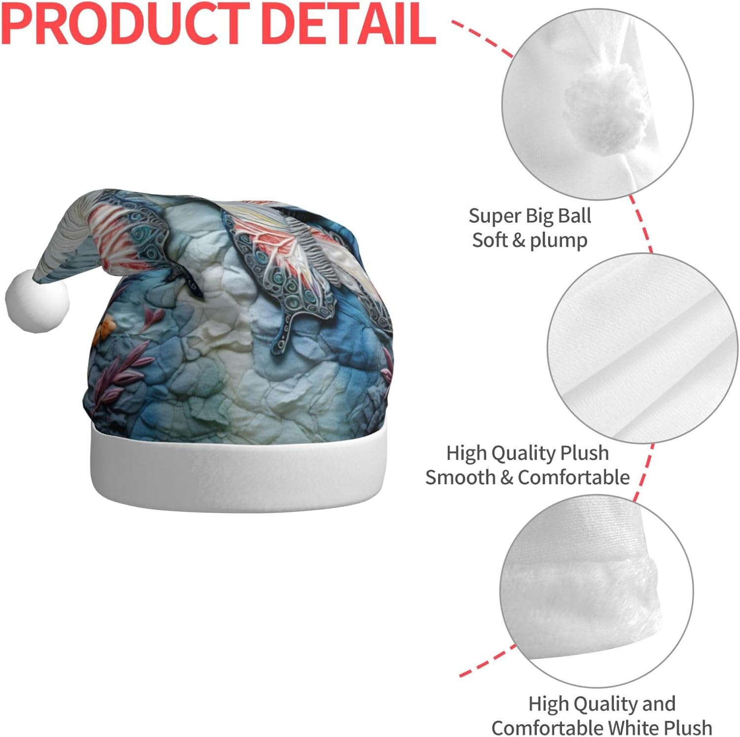 QINZHENG Butterfly Stone Print Santa Hat