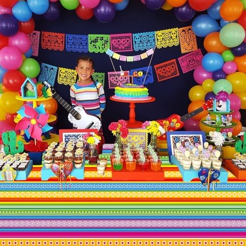 3 Mexican Fiesta Tablecloths 108x54 Inches Set