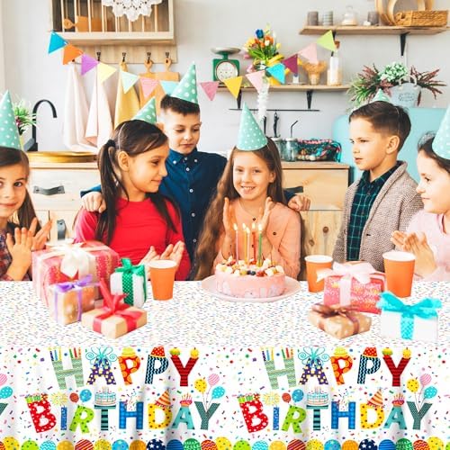 2Pcs Colorful Birthday Plastic Table Covers