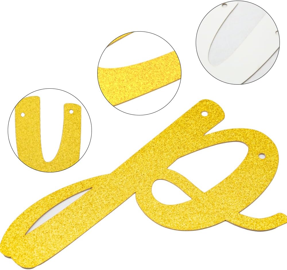 Gold Glitter Happy Engagement Banner 12 Pcs Decorations