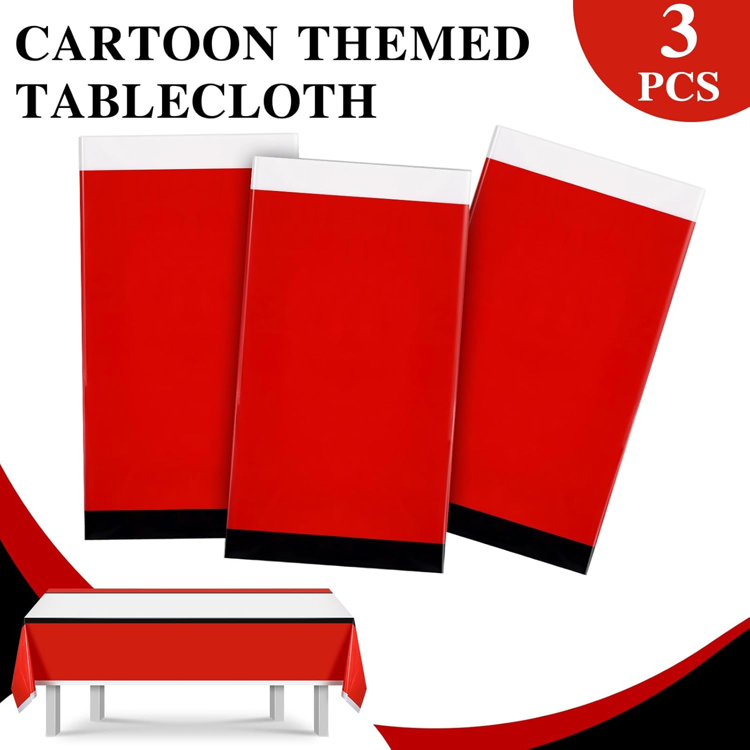 DERTE 3Pcs Cartoon Themed Waterproof Tablecloths for Kids Birthday Party