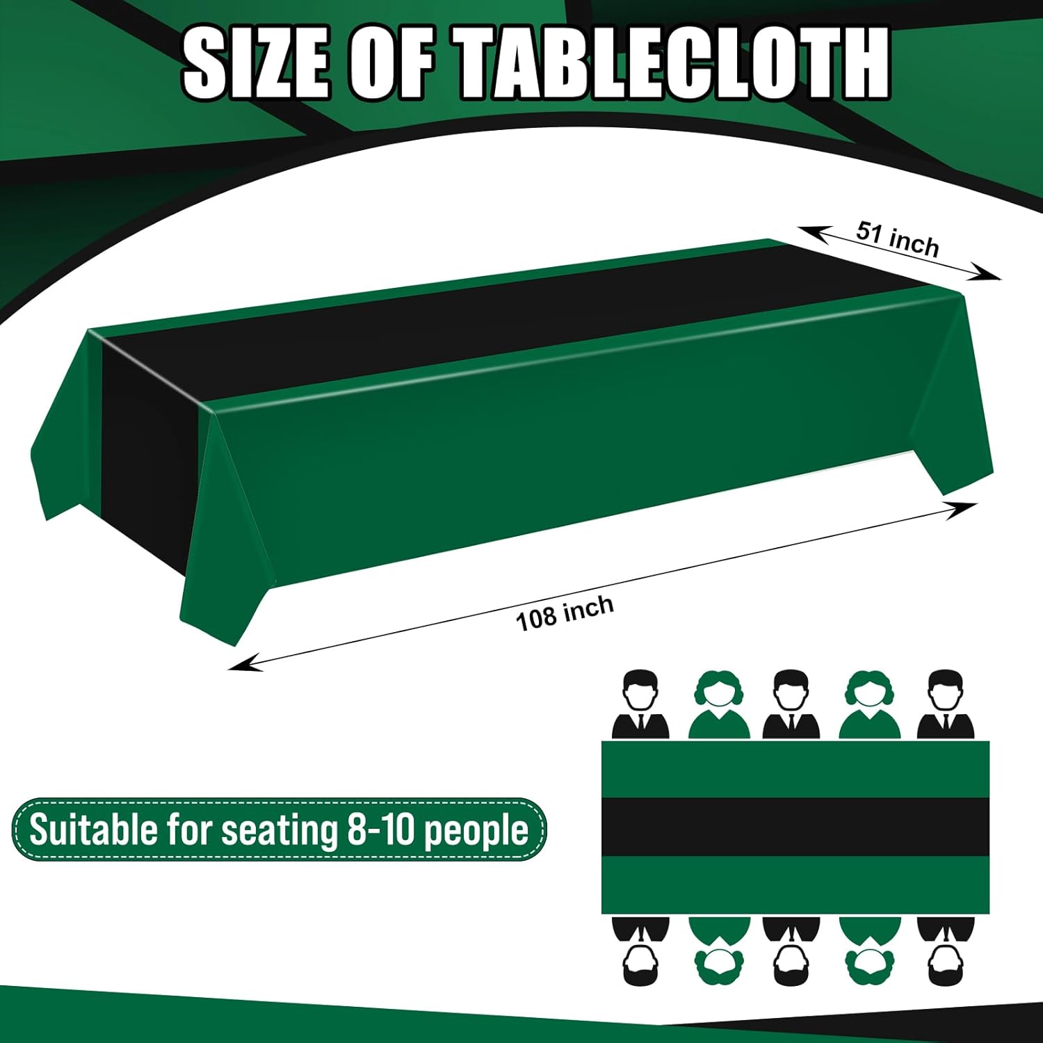 VitalCozy 3 Pack Plastic Table Runner Green and Black