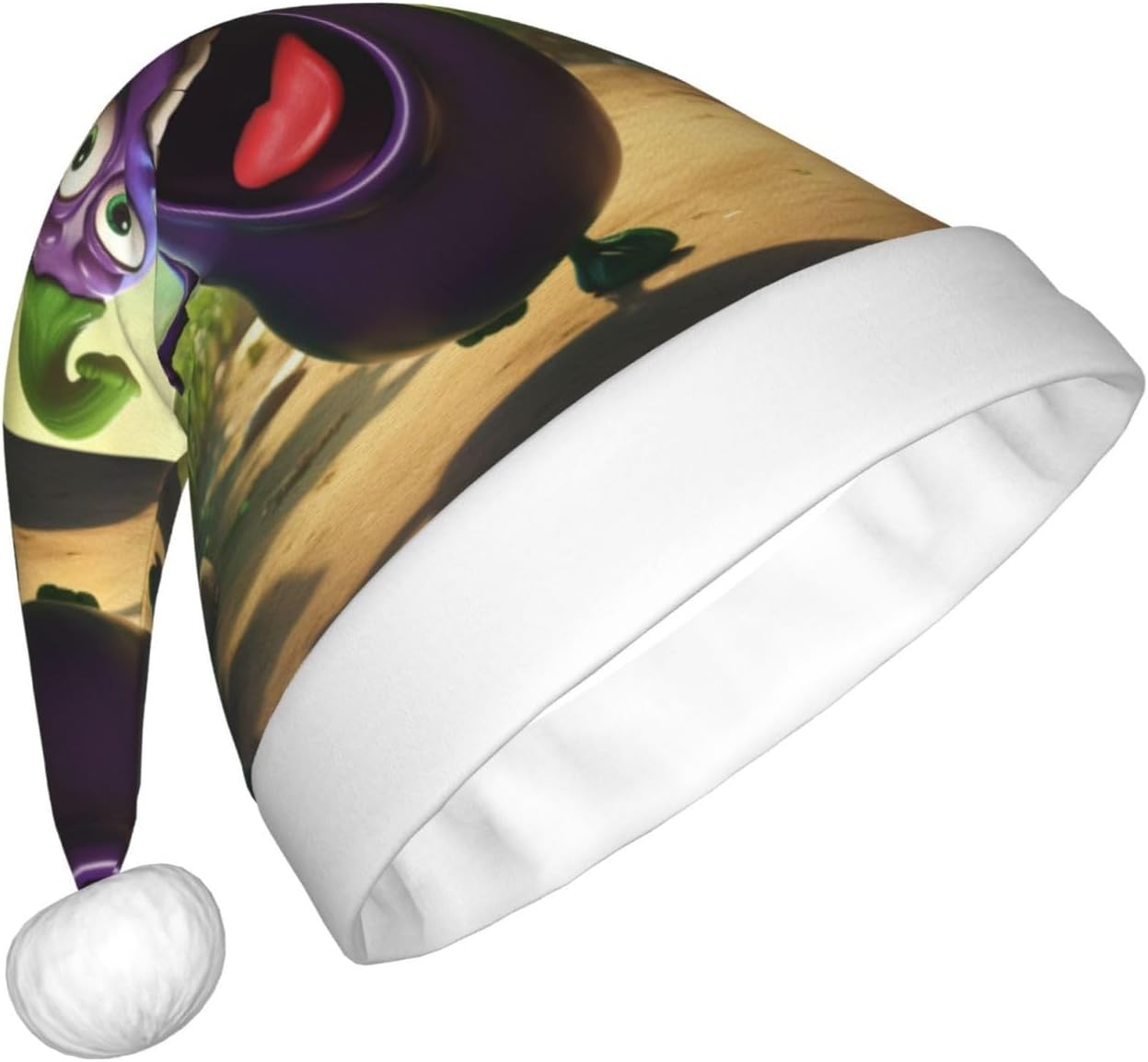 QinZheng Cartoon Eggplant Santa Hat for Women