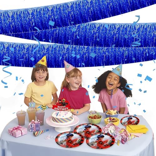 Blue Foil Fringe Garland 10FT 2packs for Party Decorations