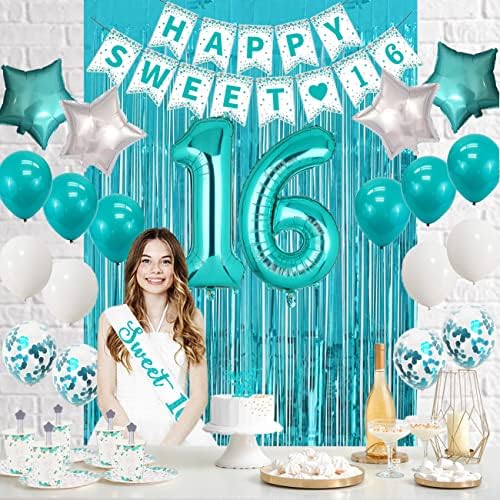 Sweet 16 Party Decorations Set Teal Blue