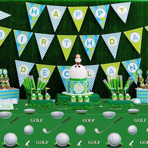 PHOGARY Golf Tablecloth Set 3-Piece Green Rectangular