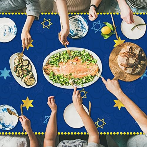 3 Pcs Hanukkah Tablecloths Blue Gold Fabric Decorations