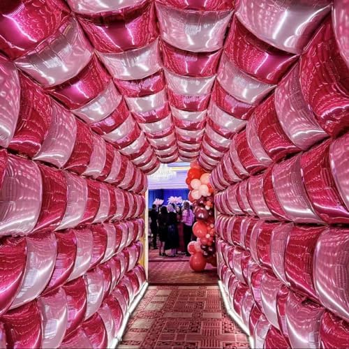 Hot Magenta Pink Square Foil Balloons Decor Kit