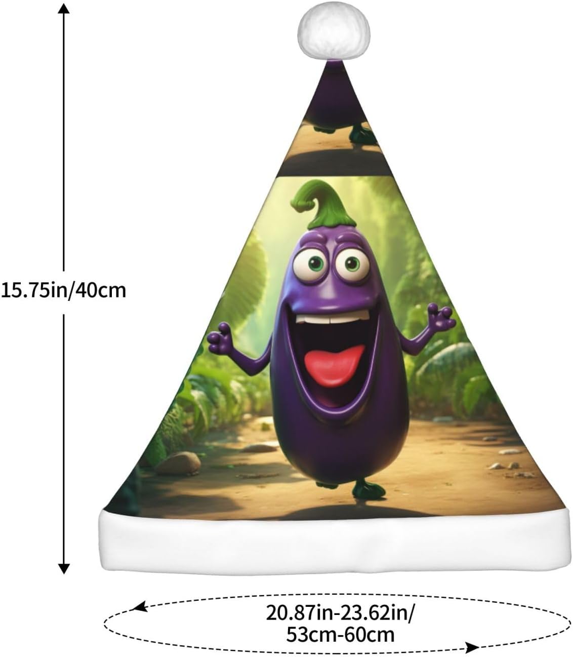 QinZheng Cartoon Eggplant Santa Hat for Women