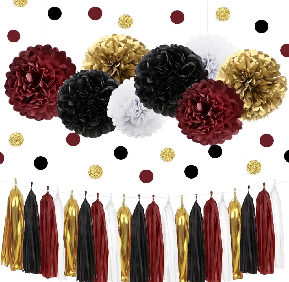 IGUO 30pcs Twilight Theme Decorations Tissue Pom Poms Garland