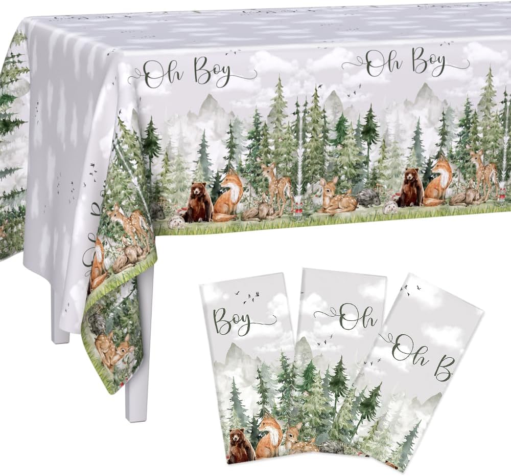 3 Pack Adventure Baby Shower Decorations Tablecloths