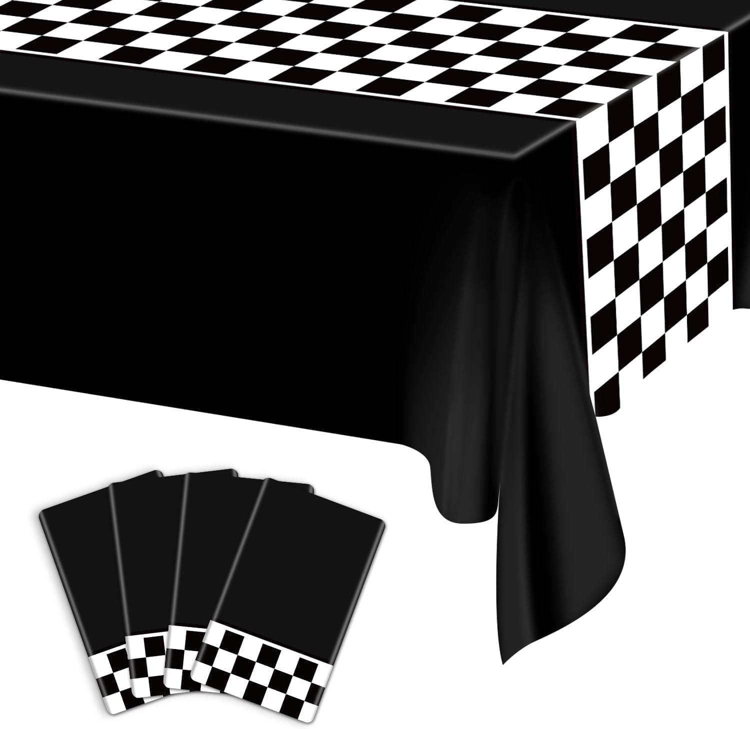 4 Pcs Racing Car Checkered Plastic Tablecloths for Birthday Parties