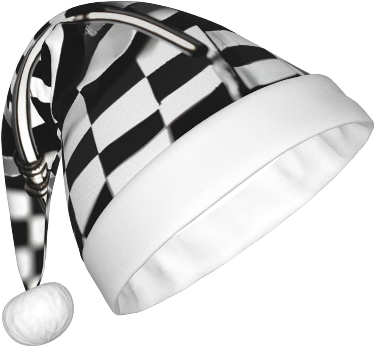 QINZHENG Checkered Flags Santa Hat Personalized Christmas Headwear