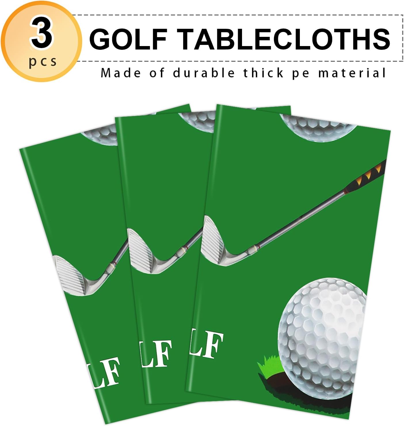 PHOGARY Golf Tablecloth Set 3-Piece Green Rectangular