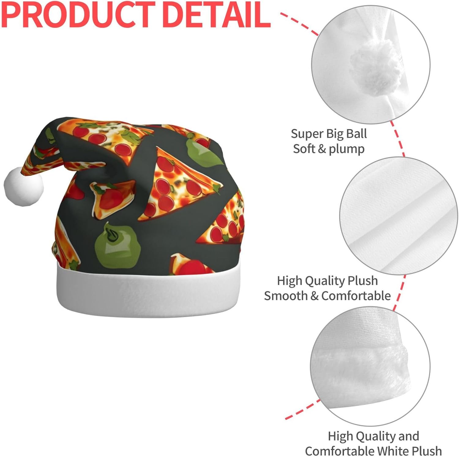 QinZheng Personalized Santa Hat with Pizza Patterns