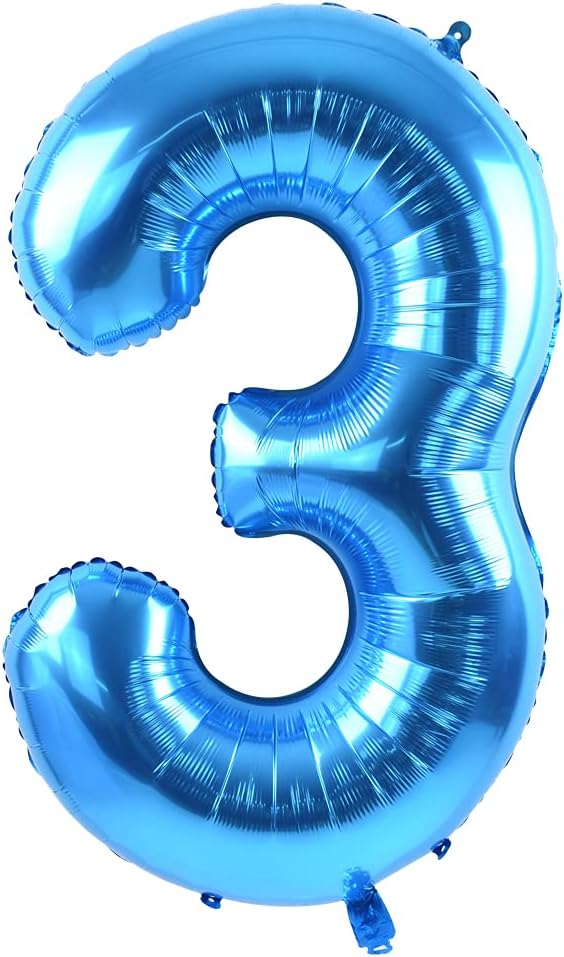 TONIFUL 40 Inch Blue Foil Number Balloon 3