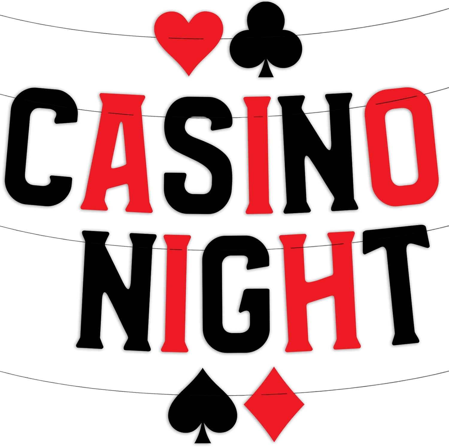 Casino Themed Glitter Banner for Vegas Birthday or Bachelorette Party