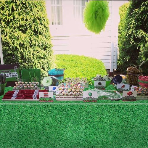 4 Pack Green Grass Tablecloths 87x51in Football Field Decor