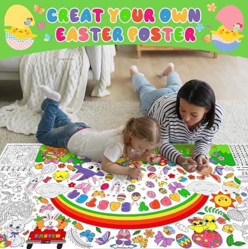 Easter Coloring Tablecloth with Bunny Egg Theme