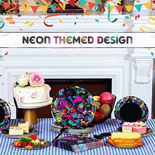 Baderke Neon Glow Party Tableware Set 192 Pcs