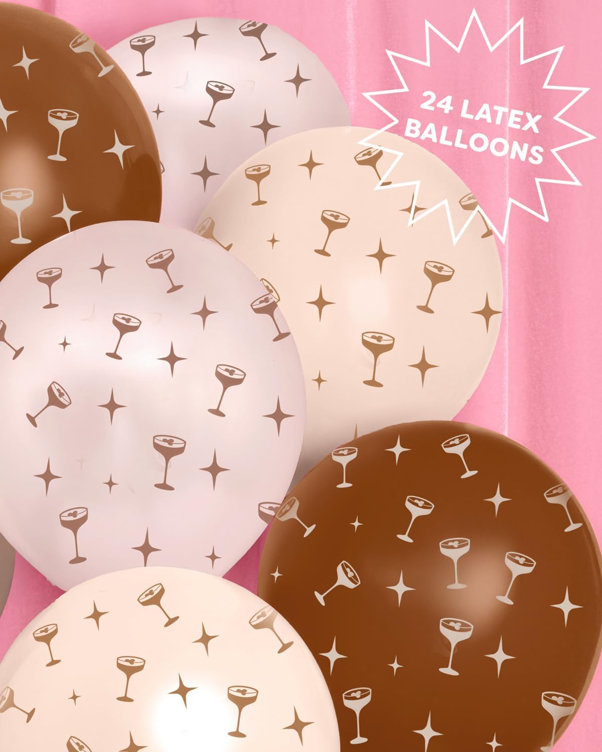 Xo Fetti Brown Espresso Martini Latex Balloons 24 pk