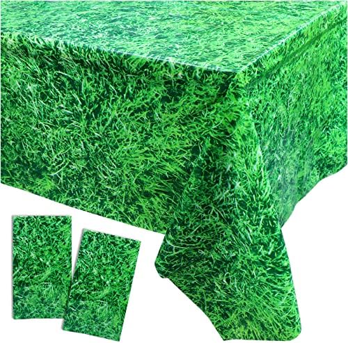 Green Grass Tablecloth 2 Pack Summer Football Themed Party Supplies