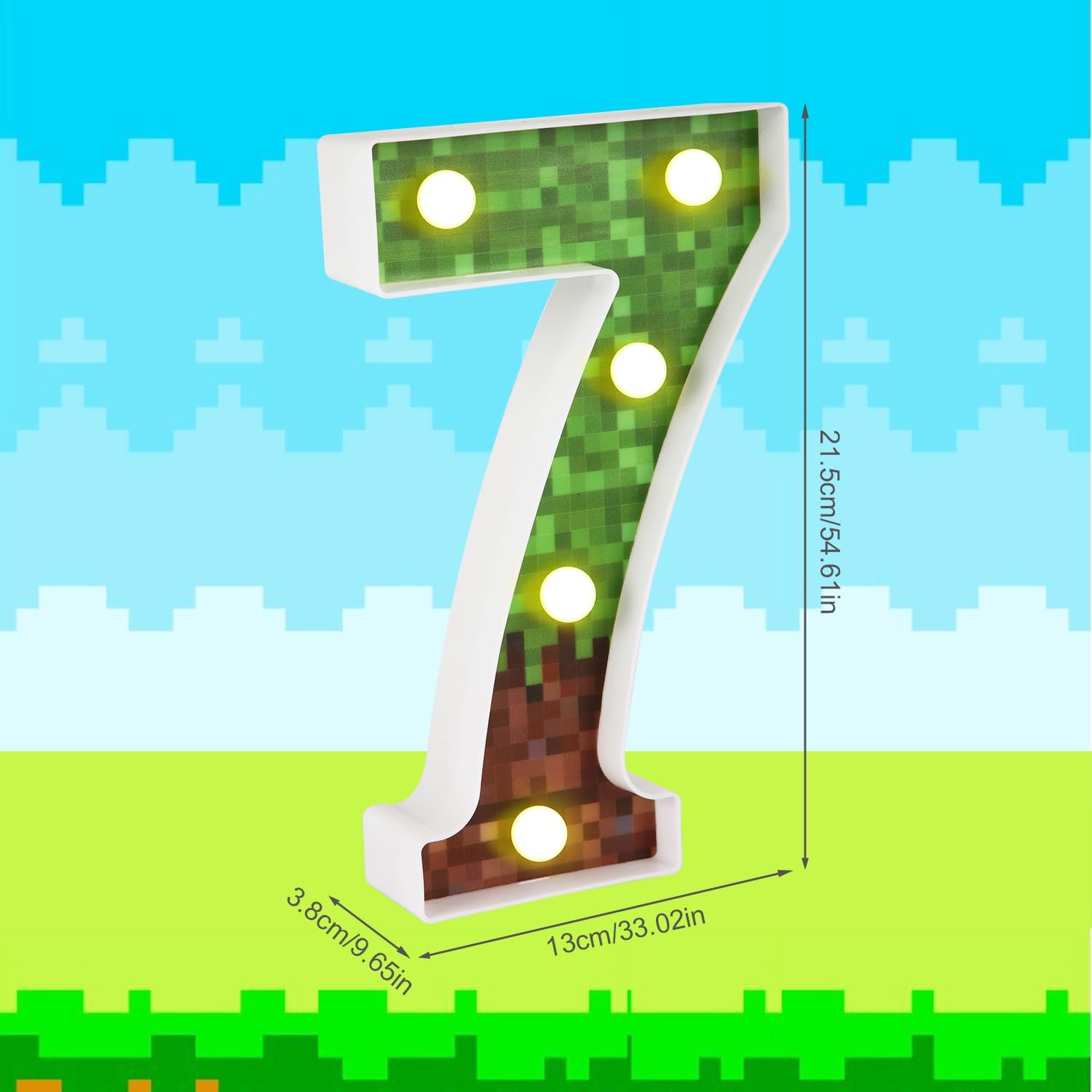 Glowing LED Number 7 Decor Pixel Party Light Centerpiece