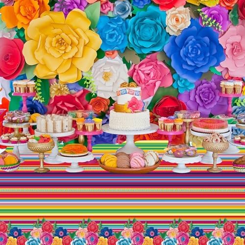 3 Mexican Fiesta Tablecloths 108x54 Inches Set