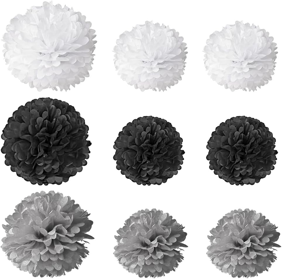 Queenbox 9PCS 4-6in Tissue Pom Poms Decorations