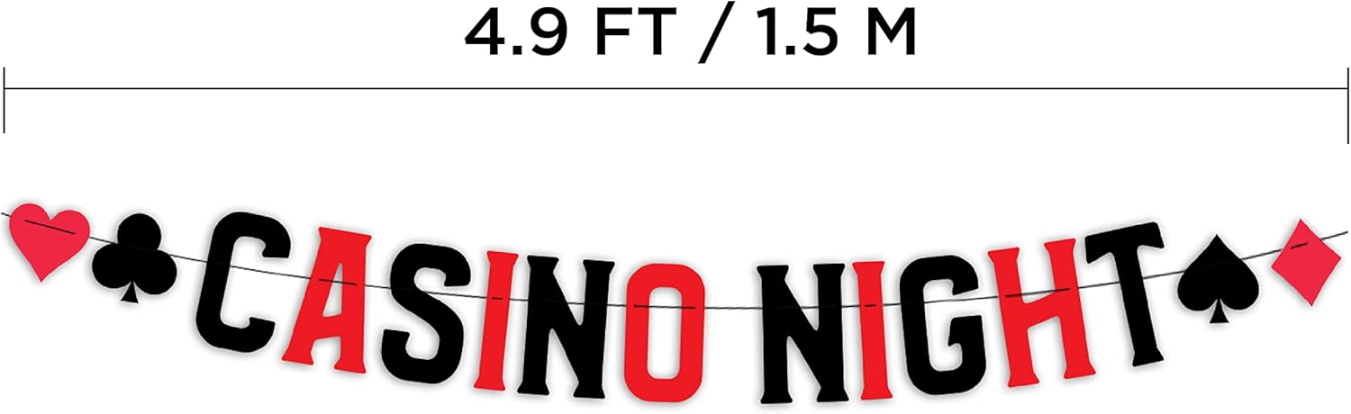 Casino Themed Glitter Banner for Vegas Birthday or Bachelorette Party