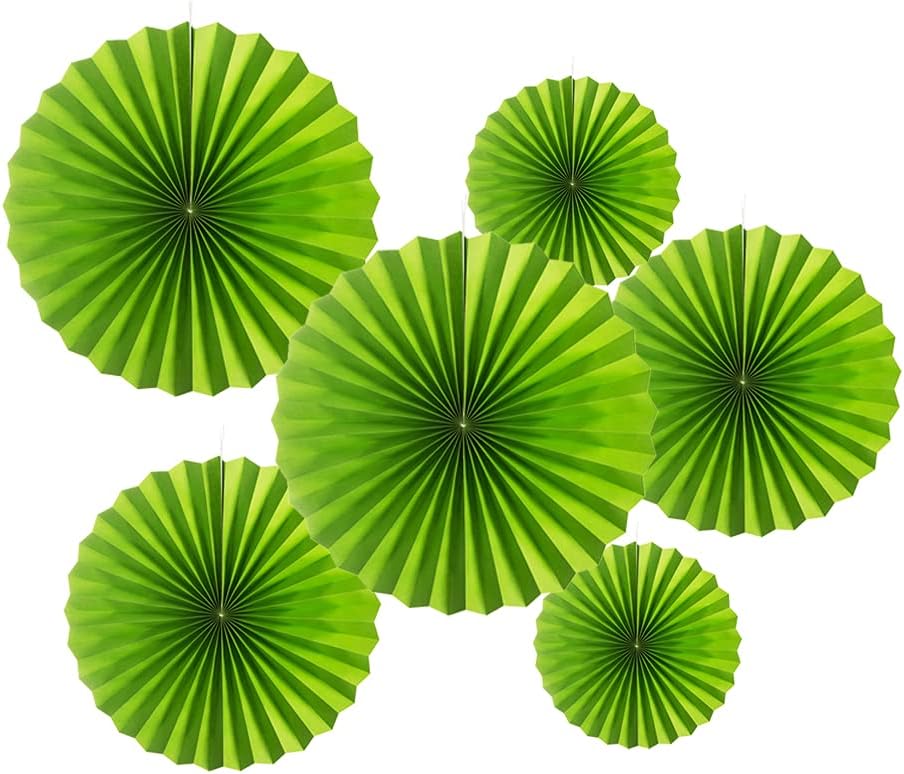 MOWO Green Paper Fans Hanging Decorations 6pc