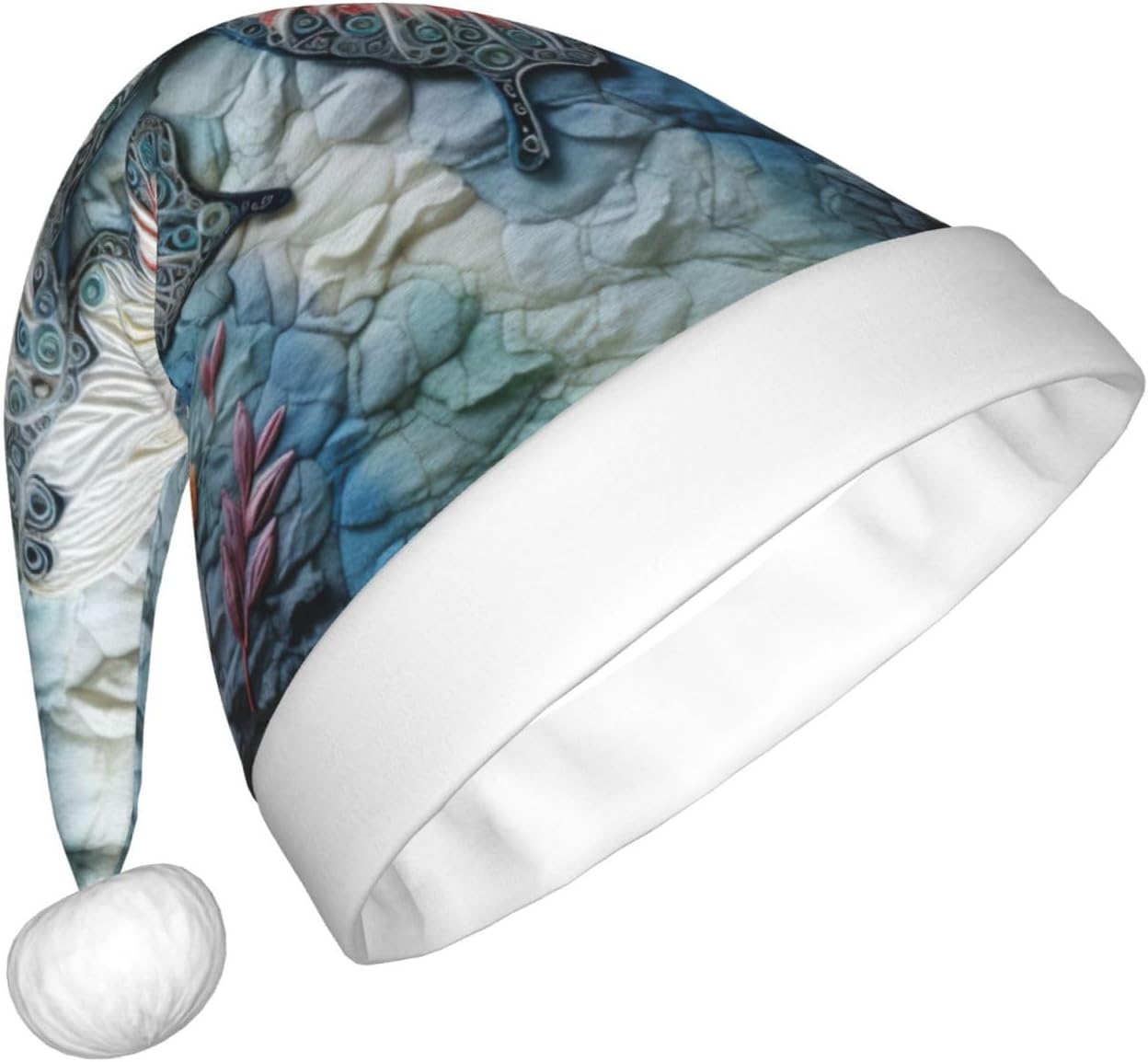 QINZHENG Butterfly Stone Print Santa Hat