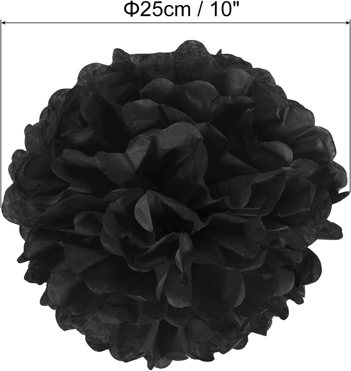 PATIKIL 10 Inch Black Tissue Pom Pom Flowers 18 Pack