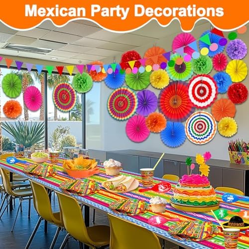 TURNMEON 38 Pcs Mexican Fiesta Decorations Set