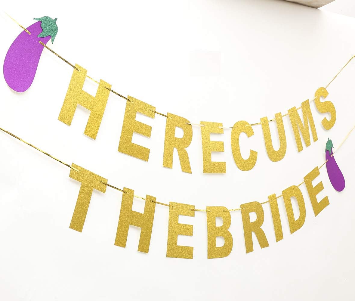 Ucity Here Comes The Bride Gold Glitter Banner